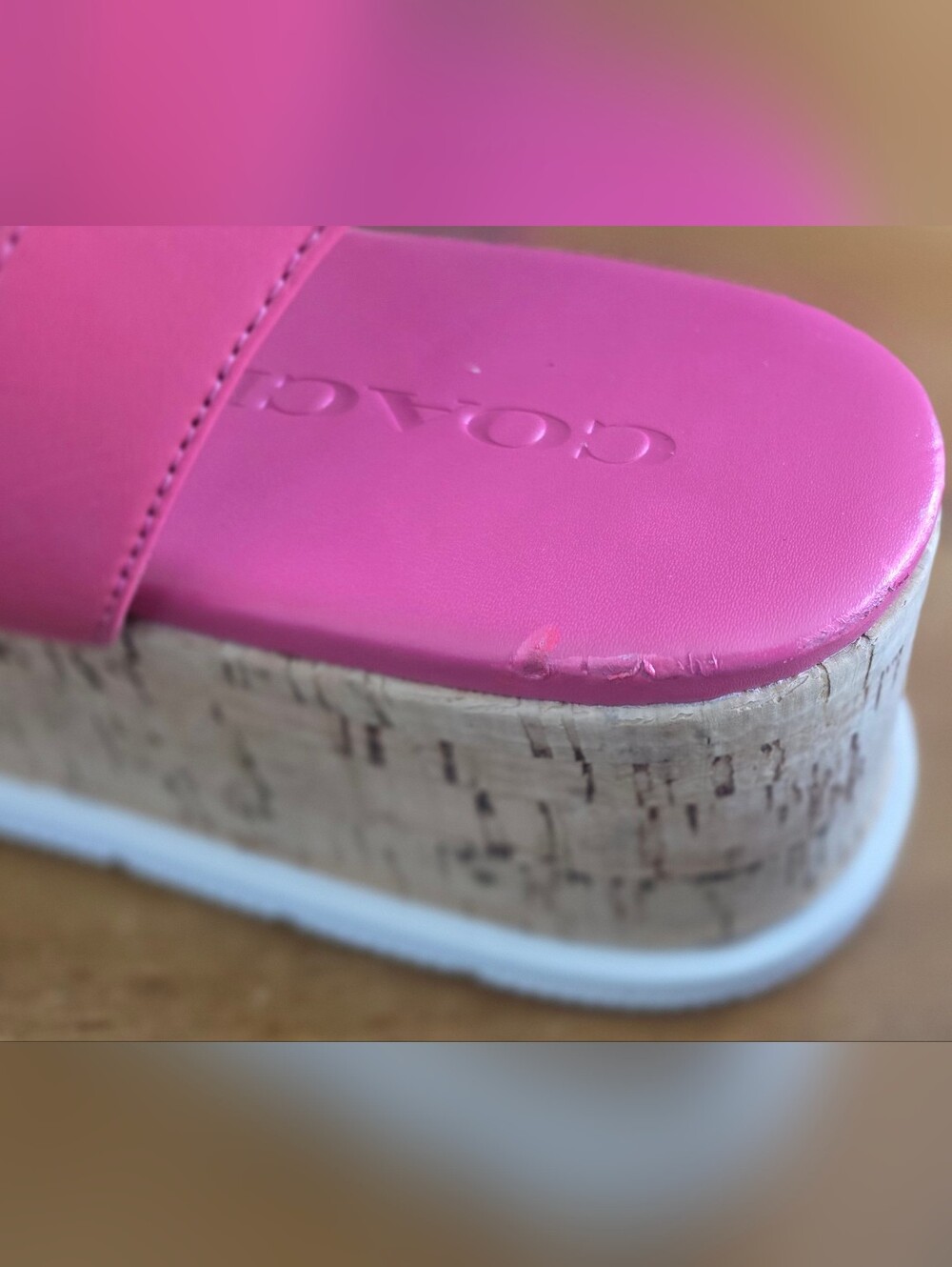 COACH Talulah Fuchsia Pink Cork Platform Sandals - Picture 10 of 10